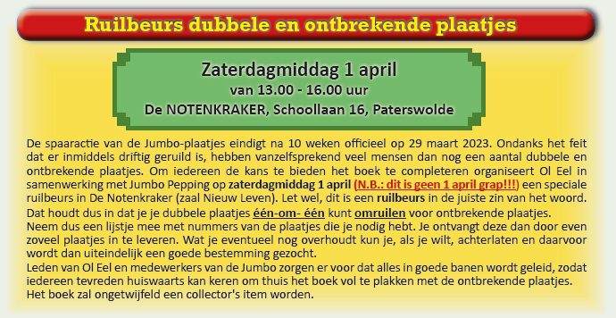 Ruilmiddag plaatjes Jumbo boek